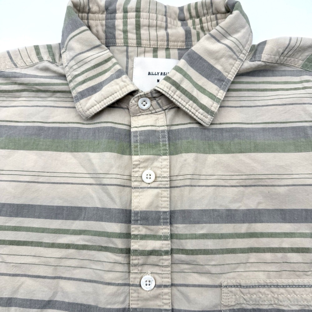 Billy Reid Standard Fit Men's Short Sleeve Multicolor Striped Medium Cotton